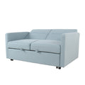 Loveseat Sleeper Pull Out Couch 3 In 1 Sofa Bed Adjustable Backrest Light Blue Wood Fabric