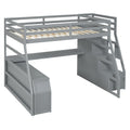 Full Size Loft Bed With 7 Drawers 2 Shelves And Desk Gray Full Gray Plywood