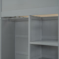 Twin Size Loft Bed With Desk, Wardrobes, 4 Drawers And 4 Shelves Gray Twin Gray Solid Wood