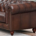 Alton Bay Top Grain Leather Chair Brown Primary Living Space Mid Century Modern Eucalyptus Down Filling Leather