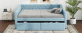 Full Size Upholstered Tufted Daybed With 2 Drawers, Blue Box Spring Not Required Full Blue Wood Daybeds Velvet Upholstered