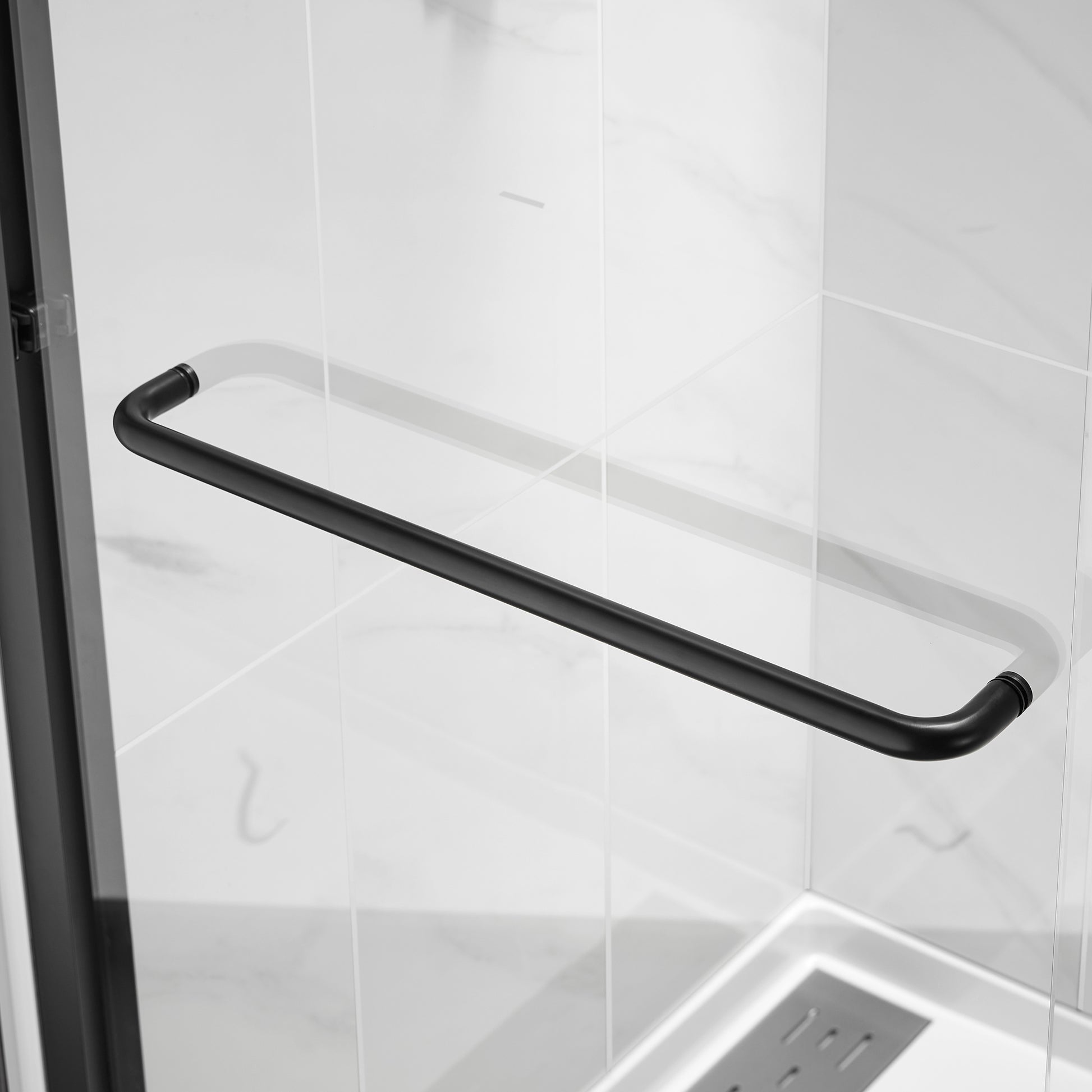 Framed Sliding Shower Door 56" 60"W X 75"H, Bypass Double Sliding Glass Door With 1 4" 6Mm Clear Glass, Matte Black Finish Matte Black Bathroom American Design Glass Metal