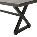 Outdoor Aluminum Dining Bench With Steel Frame, Grey Black Grey Black Aluminium