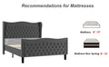 Lift Up Velvet Gray King Size Bed Box Spring Not Required King Gray Wood Light Brown Bedroom American Design Poplar Slat Beds Foam Velvet Upholstered