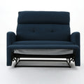 Recliner Chair Double Seats Navy Blue Fabric