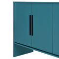 4 Door Large Storage Retro Sideboard With Adjustable Shelves And Long Handles For Kitchen, Dining Room And Living Room Antique Blue Antique Blue Mdf