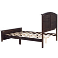 Farmhouse Wooden Platform Queen Size Bed With Curl Design Headboard And Footboard For Teenager, Espresso Queen Espresso Pine