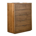 Lier 48 Inch Tall Dresser Chest, Brown Wood, 5 Drawers, Integrated Handles Brown Solid Wood