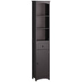 Homcom Bathroom Storage Cabinet, Free Standing Bathroom Storage Unit, Tall Linen Tower With 3 Tier Shelves And Drawer, Brown Brown Mdf