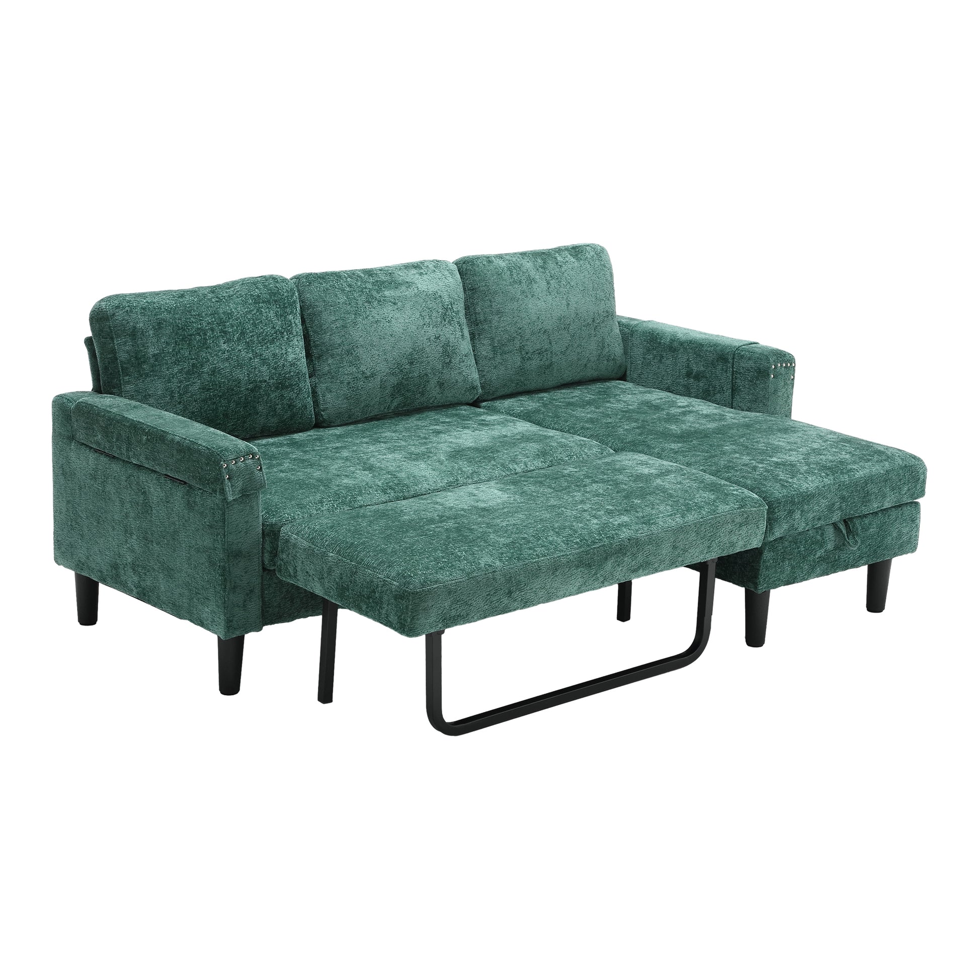 United Sectional Sofa Reversible Sectional Sleeper Sectional Sofa With Storage Chaise Green Chenille