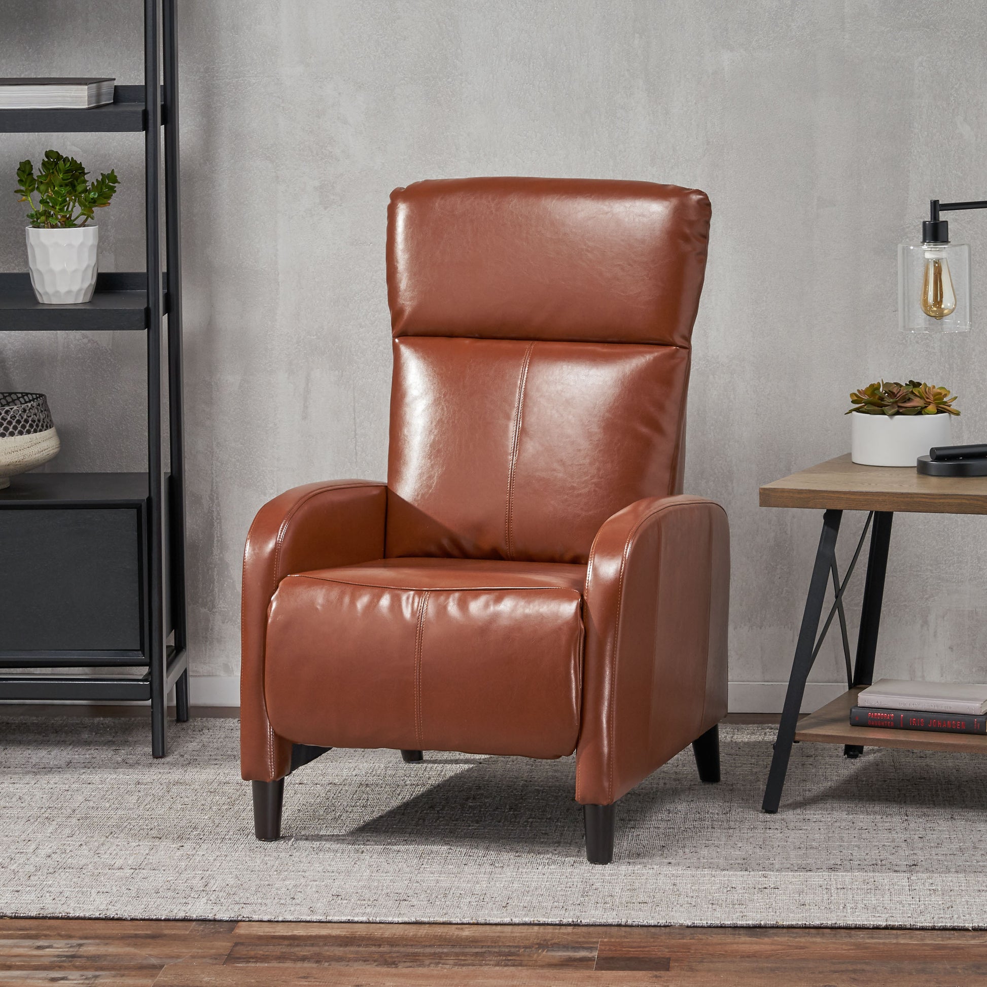 33.5" Wide Faux Leather Push Back Standard Recliner Hazelnut Faux Leather