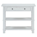 Retro Console Table With Drawer And Two Sturdy Shelves For Entryway, Living Room Antique White Antique White Mdf,Rubber Wood