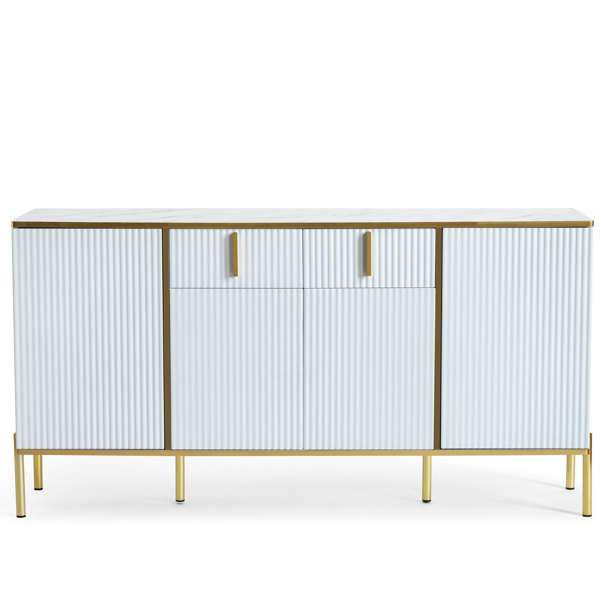 Four Doors And Two Drawers,Modern Sideboard Buffet Cabinet Storage Cabinet For Living Room,Kitchen,Dining Room,Hallway,White White White Dining Room Modern Drawers Included Mdf,Particle Board