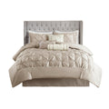 7 Piece Tufted Comforter Set Taupe Queen Queen Taupe Polyester