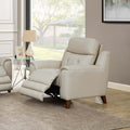 Torino Power Headrest Top Grain Leather Zero Gravity Recliner Off White Genuine Leather Power Push Button Wood Primary Living Space Medium Firm Tight Back Mid Century Modern Push Button Eucalyptus Pillow Top Arms Memory Foam Leather