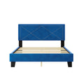 4 Pieces Bedroom Sets Queen Size Upholstered Bed Frame With Rivet Design,Nightstands And Tufted Storage Ottoman,Blue Box Spring Not Required Queen Blue 4 Piece Set Solid Wood Mdf
