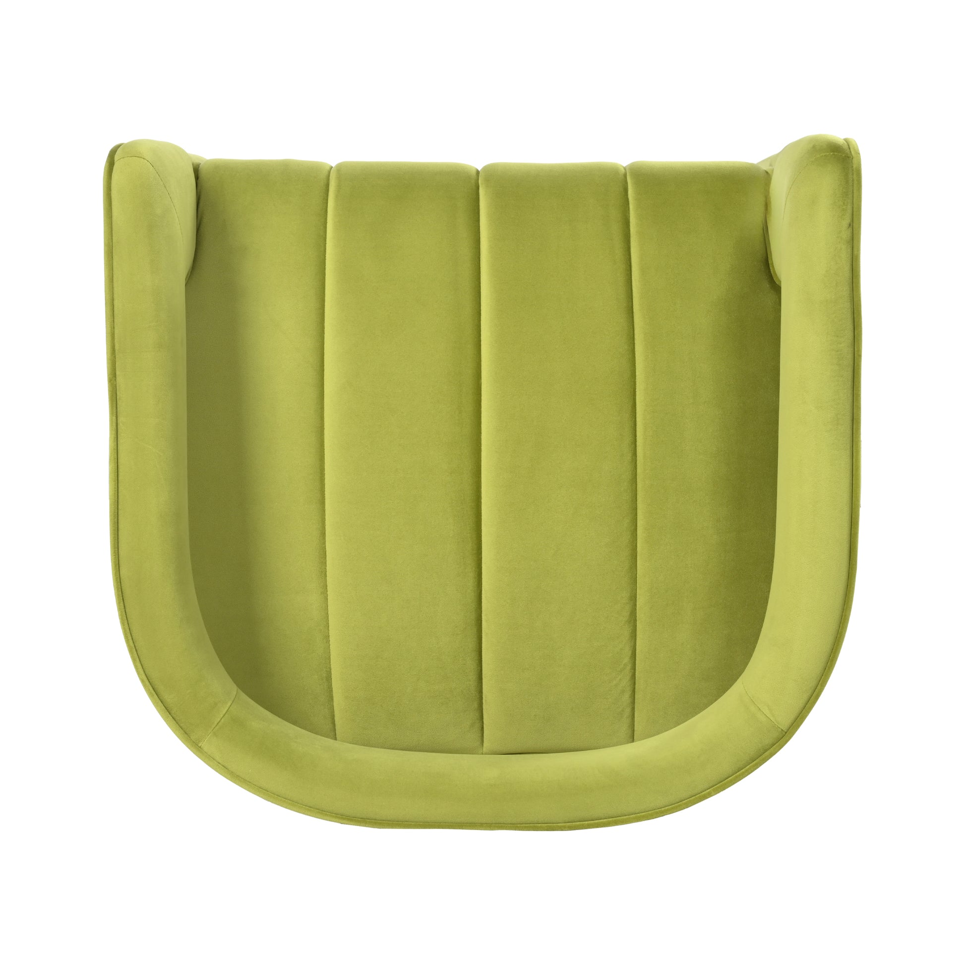 Modern Velvet Accent Chair With Ribbed Detail, Luxury Curved Fully Upholstered Accent Chair, Green No Assembly Needed Green Velvet