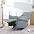 Rocking Recliner Chair,360 Degree Swivel Nursery Rocking Chair,Glider Chair,Modern Small Rocking Swivel Recliner Chair For Bedroom,Living Room Chair Home Theater Seat,Side Pocket Blue Gray Solid Blue Gray Light Brown Primary Living Space Foam Wipe Clean