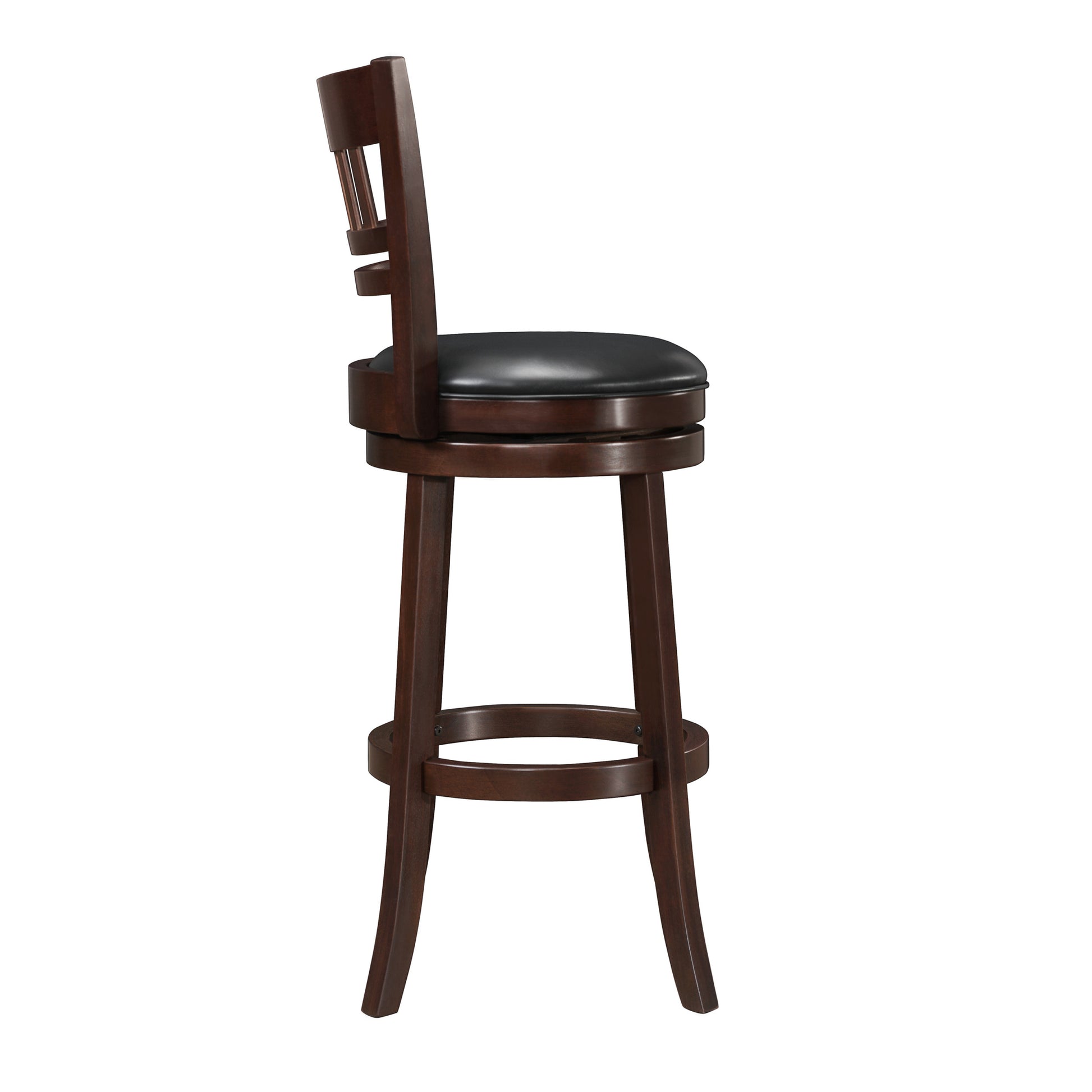 360 Degree Swivel Bar Chair Dark Cherry Finish Solid Wood Comfortable Footrest 1Pc Dining Furniture Cherry Dining Room Solid Wood