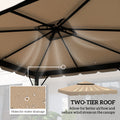 Outsunny 9.8' X 9.8' Gazebo Replacement Canopy, Gazebo Top Cover With Double Vented Roof For Garden Patio Outdoor Top Only , Khaki Khaki Polyester