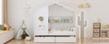 Wooden Full Size House Bed With 2 Drawers,Kids Bed With Storage Shelf, White Full White Solid Wood