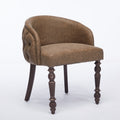 Hand Pulled Buckle Decoration Pu Dining Chair,Accent Leisure Chair, Mid Century Modern Arm Chair With Solid Wood Armrests And Legs, 1 Seat Cushioned Sofa For Living Room Bedroom,Brown Color,Sw1865Br Brown American Design Rubberwood Foam Pu