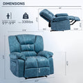 Oversized Recliner Chair Sofa With Massage And Heating Blue Velvet Manual Handle Metal Primary Living Space Soft Cushion Back Heavy Duty American Traditional,Contemporary,Modern Pillow Top Arms Foam Fabric