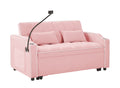 1 Versatile Foldable Sofa Bed In 3 Lengths, Modern Sofa Sofa Sofa Velvet Pull Out Bed, Adjustable Back And With Usb Port And Ashtray And Swivel Phone Stand Pink Pink Solid Wood Mdf Resin 2 Seat