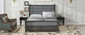 Queen Size Wood Frame Platform Bed With Upholstered Headboard, Footboard And 2 Drawers, Antique Gray Box Spring Not Required Queen Antique Gray Wood Bed Frame Solid Wood Mdf
