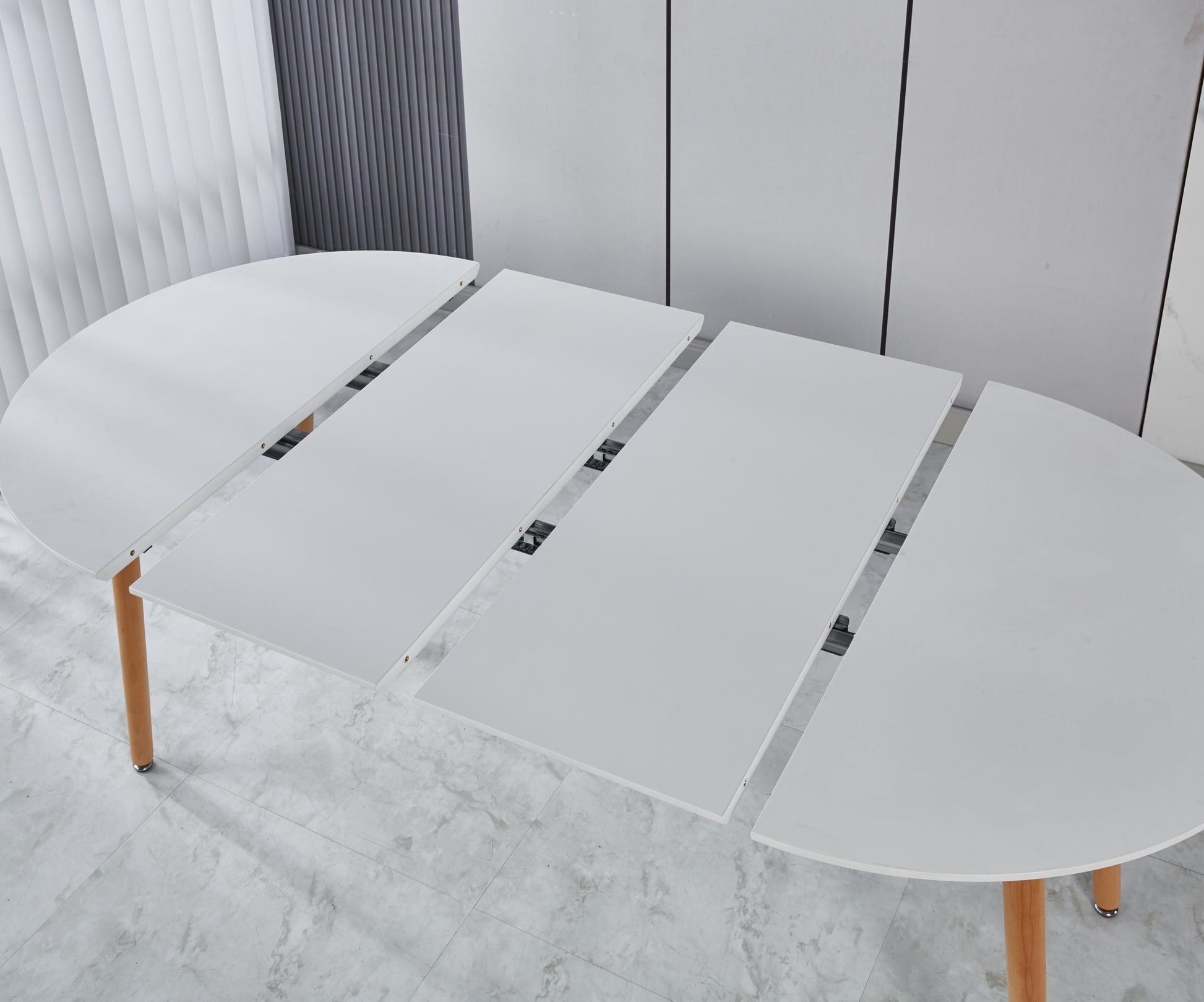 Extensible Table,Dining Table,Office Table,Coffee Table,Wood Leg,100 140 180X100X75Cm Matte White Mdf