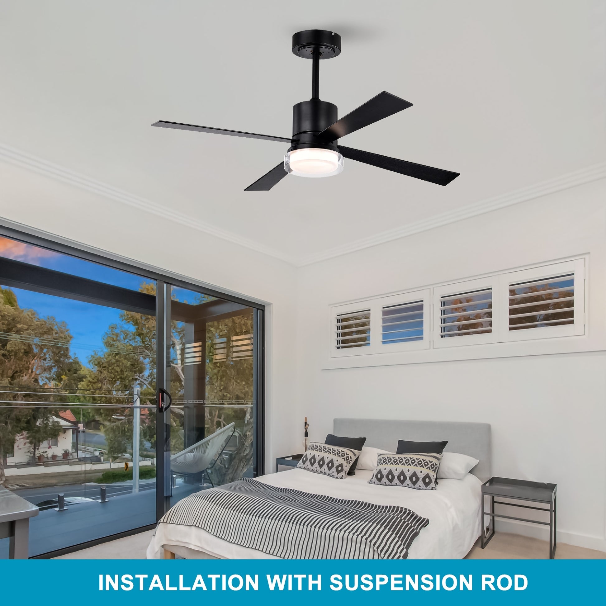 48'' Fandelier Ceiling Fans With Lights And Remote, Low Profile Ceiling Fan Flush Mount & Hang, 3000K 6500K Dimmable Led Fan Light, White Modern Ceiling Fans With Lights For Bedroom Matte Black Ceiling Fans 2700K 3000K Warm White Under 1000Lm American