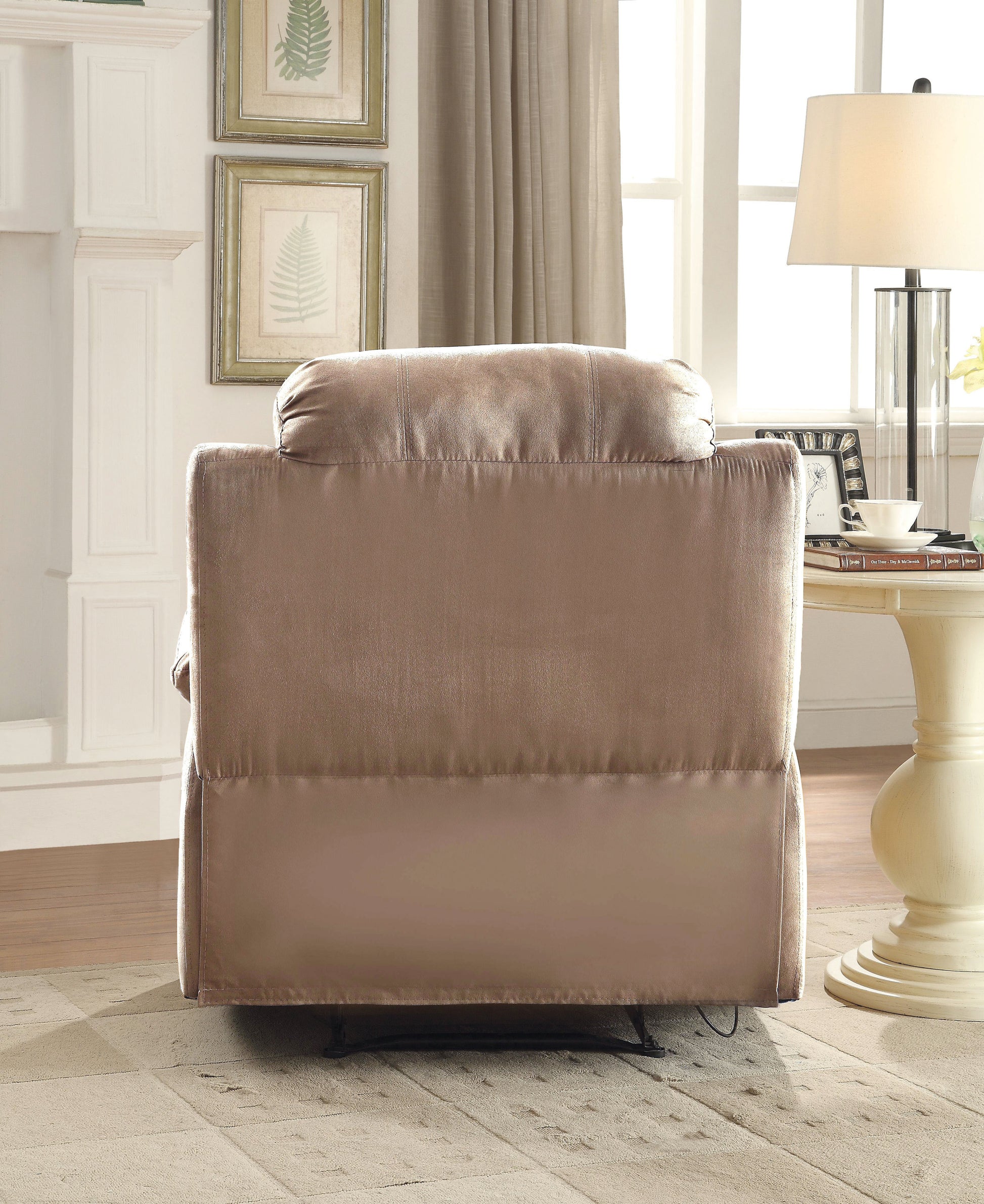 Brown Recliner With Pillow Top Arm Brown Microfiber Manual Handle Metal Primary Living Space Tight Back Handle Pillow Top Arms Wood Fabric