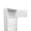 Three Door Storage Utility Cabinet Entryway Living Room Garage Hallway Bathroom White Wooden Knob Handle White Particle Board Mdf
