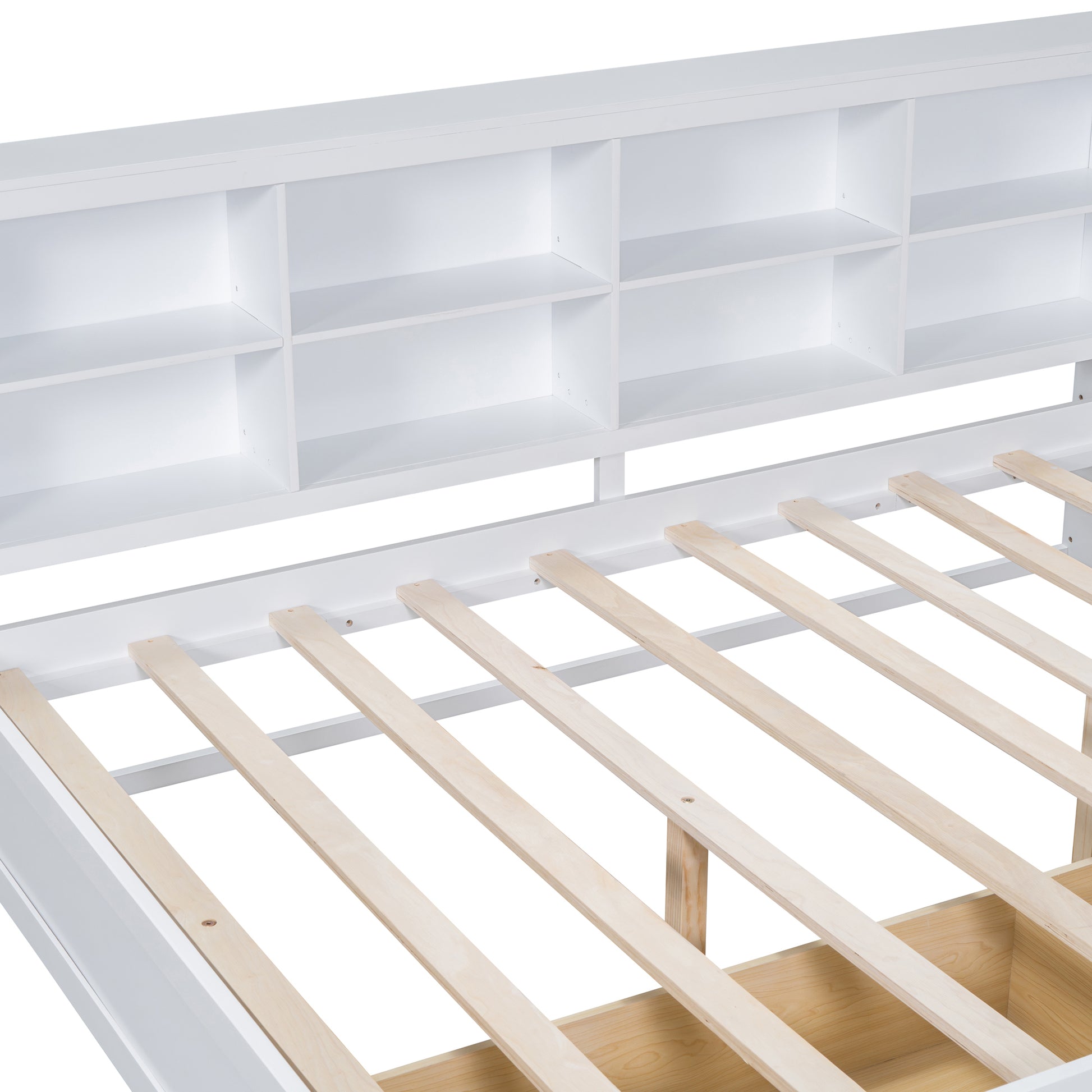 Wooden Full Size Daybed With 2 Drawers, Daybed With Storage Shelf And Usb Charging Ports,White Full White Wood