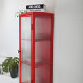 Retro Style Freestanding Metal Tall Display Cupboard With Glass Door And Three Detachable Shelves For Office, Living Room, Kitchen Console Sideboard,Bedside Entryway Red Old Sku:W68751719 Red Steel