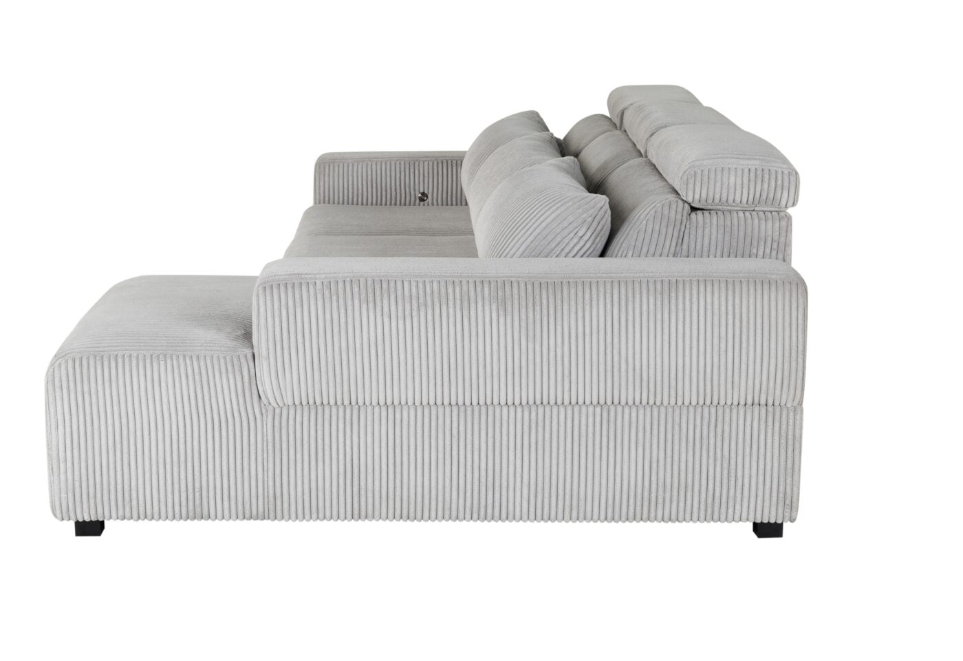 Seltos Grey Power Sectional Gray Fabric 5 Seat