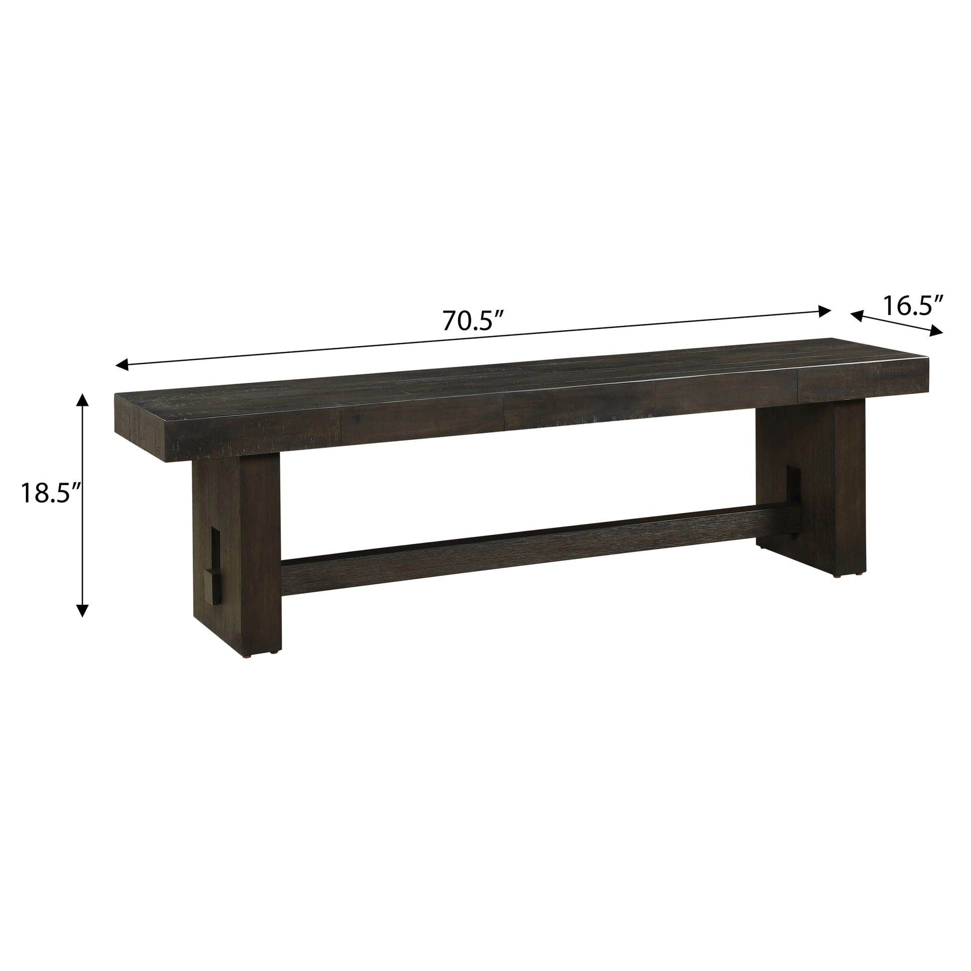 Distressed Walnut Armless Bench Distressed Brown Bedroom Transitional Rubberwood Wood