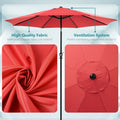 9 Foot Outdoor Patio Umbrella With Button Tilt And Crank, Outdoor Patio Market Table Umbrella Uv Protected And Waterproof, Red Red Polyester