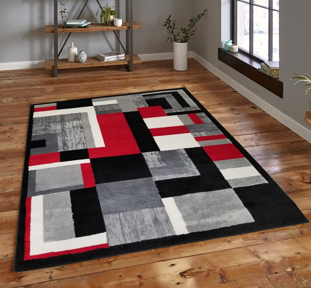 Jersey Area Rugs, Carpets For Livingroom, 5X7 Area Rugs ,3006 Black Grey Rectangle 5&7 Grey Contemporary Abstract Polypropylene