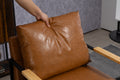 Leather Accent Chair Guest Chair For Living Room, Mid Century Armchair For Bedroom Brown Leather Brown Pu