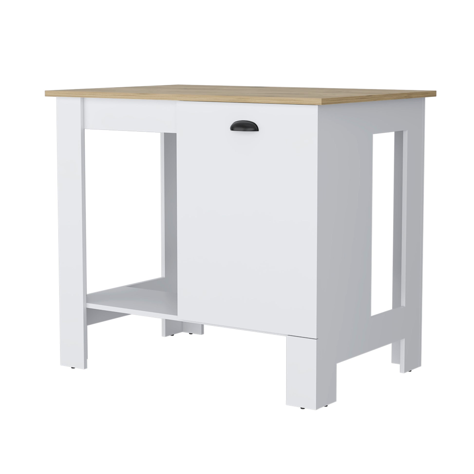 Lander Kitchen Island With Single Door And Lower Open Shelf Multicolor Kitchen Contemporary Rectangular Melamine Engineered Wood Medium 40 55In