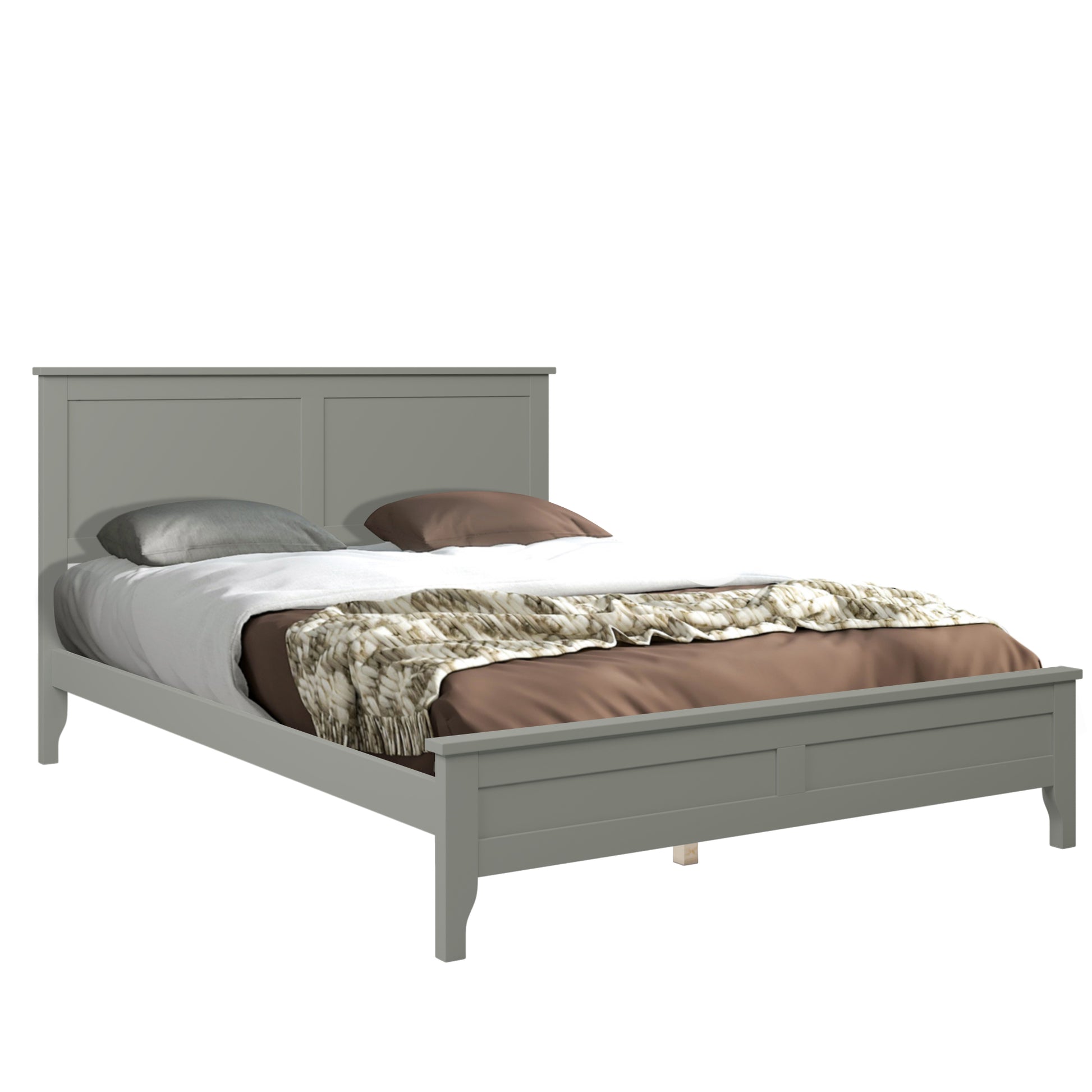 Modern Gray Solid Wood Full Platform Bed Old Sku:Wf283524Aae Full Gray Solid Wood