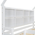 Twin House Loft Bed With Guardrails, Semi Enclosed Roof, Bedside Shelves And Ladder, White Twin White Bedroom American Design Pine Pine