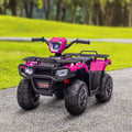 Aosom 12V Kids Atv Battery Operated With Aux Port & Usb, Kids 4 Wheeler With Tough Wear Resistant Tread, Electric Four Wheeler Kids Ride On Car Electric Car, Pink Pink Iron Plastic