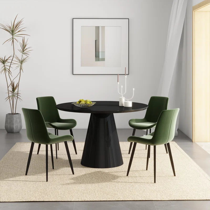 Modern Black High Gloss Minimalist Round Dining Table Black Desk And Hutch Dining Room Minimalist,Modern Freestanding Round Kitchen & Dining Tables Glossy Round Mdf Pedestal