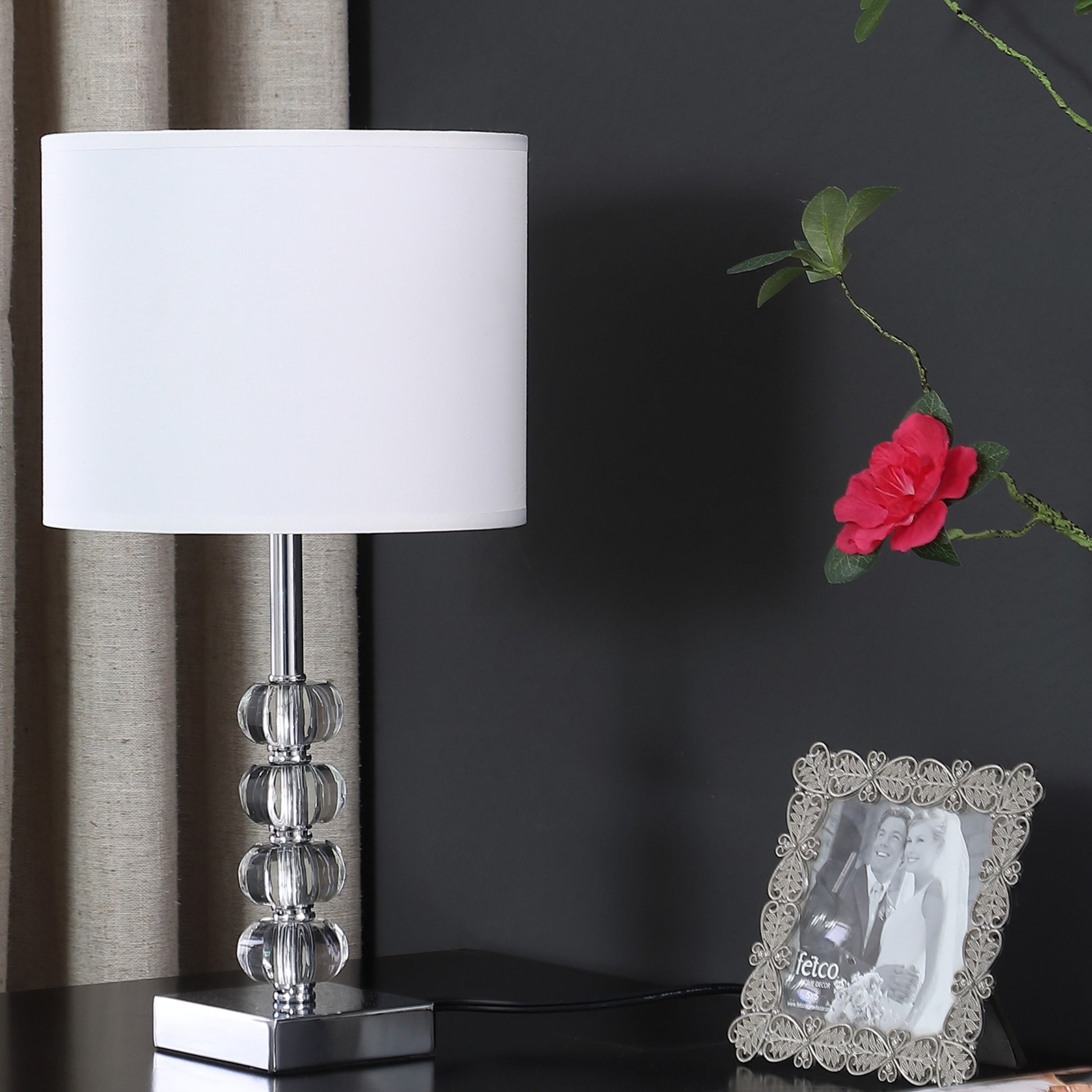 17.75" Olivia Prism Orb Crystal Modern Silver Table Lamp Multicolor Metal