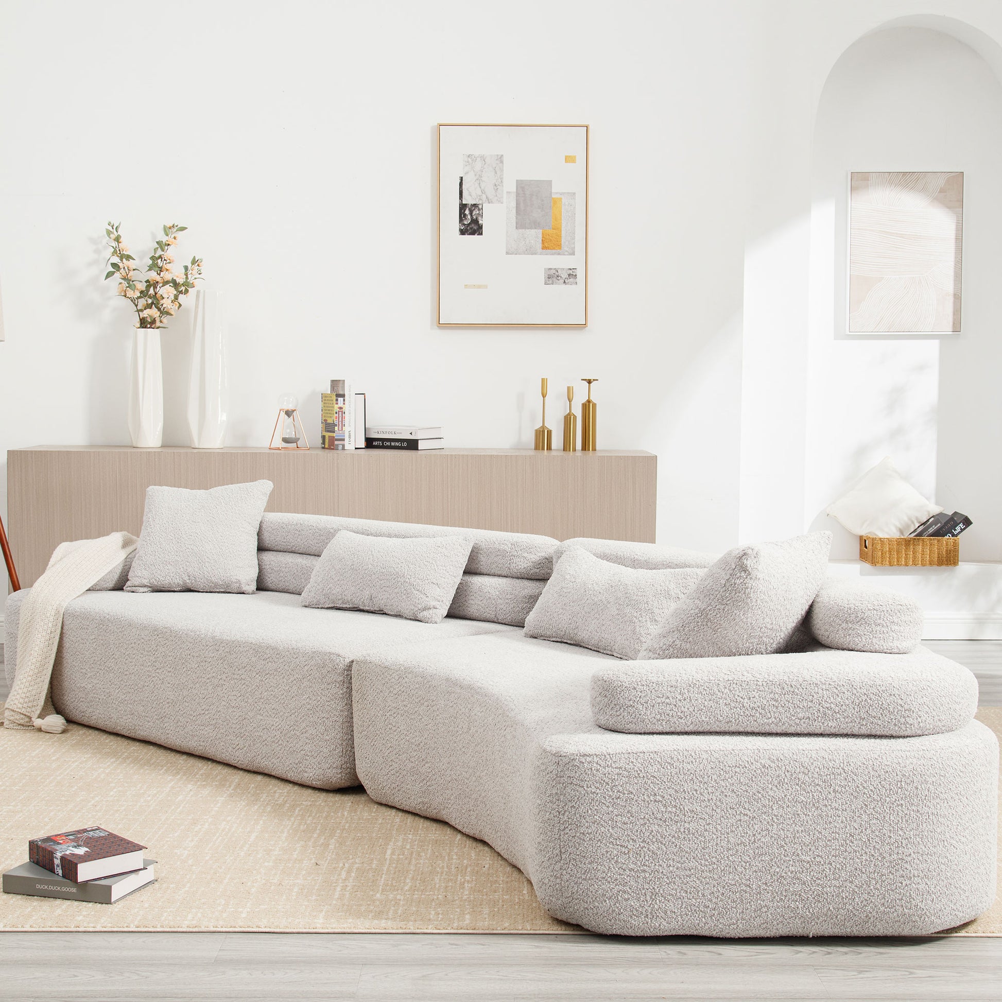 Unique Modeling Design,Upholstered Indoor Furniture,Foam Filled Sleeper Sofa Bed For Living Room,Bedroom,3 Colors Light Gray Primary Living Space Modern Foam Polyester 4 Seat