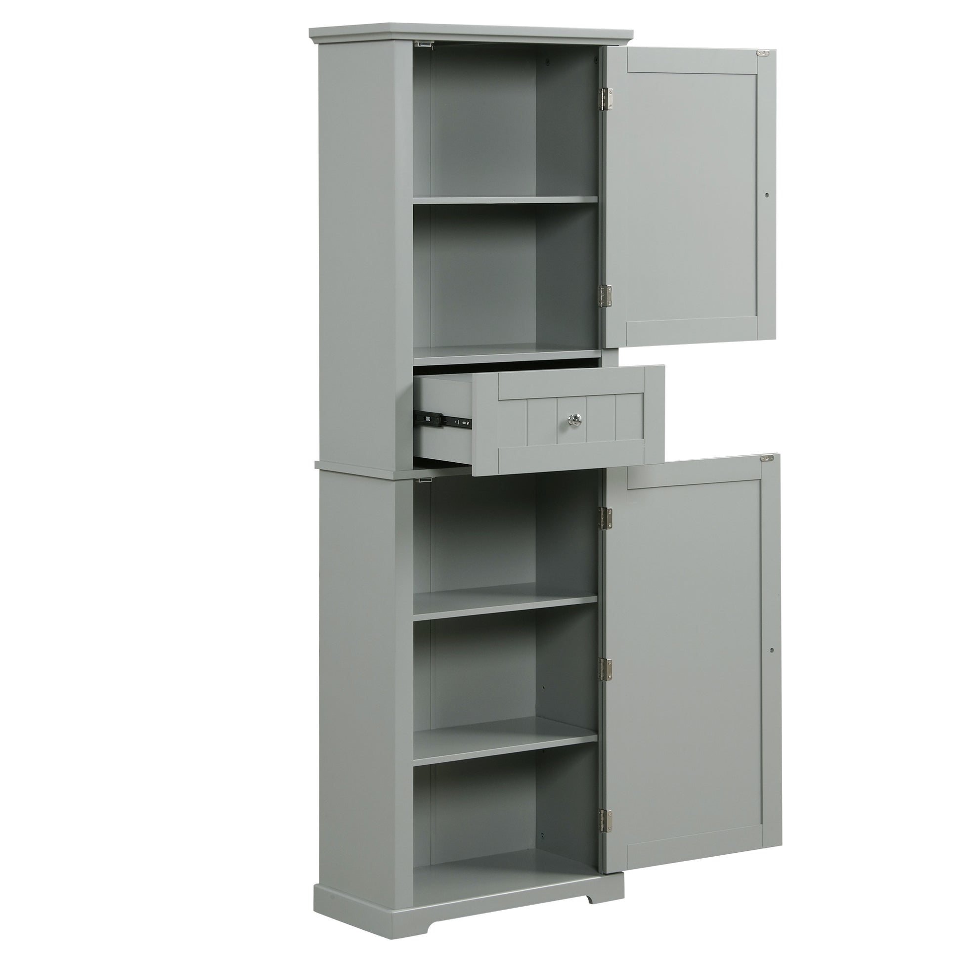 Tall Bathroom Storage Cabinet, Freestanding Storage Cabinet With Drawer And Adjustable Shelf, Mdf Board With Painted Finish, Grey Grey Mdf