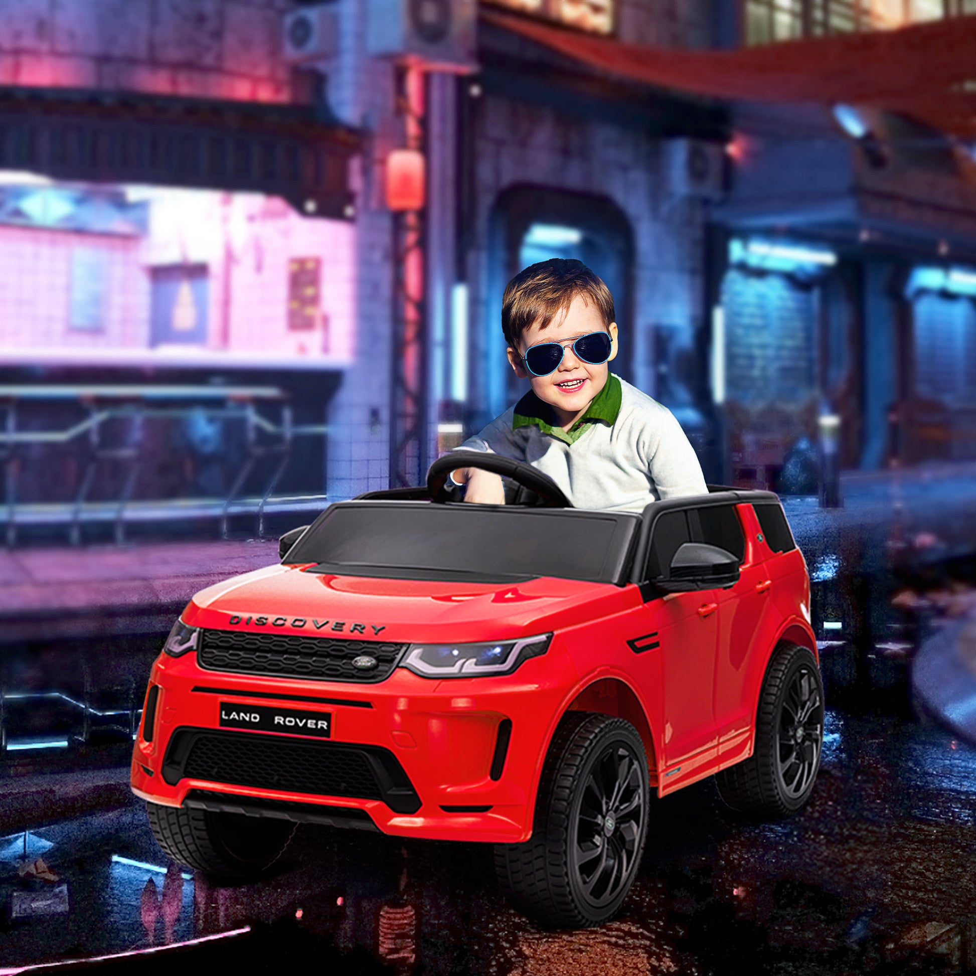 Qaba Land Rover Discovery Sport Licensed 12V Kids Ride On Car, Battery Powered Kids Electric Car With Remote Control, Soft Start, Led Lights, Music Horn, 3 Speeds, Red Red Plastic