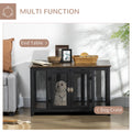 Pawhut Furniture Style Dog Crate With Openable Top, Big Dog Crate End Table, Puppy Crate For Small Dogs Indoor, Spacious Interior, Pet Kennel, Brown, Black Brown Steel